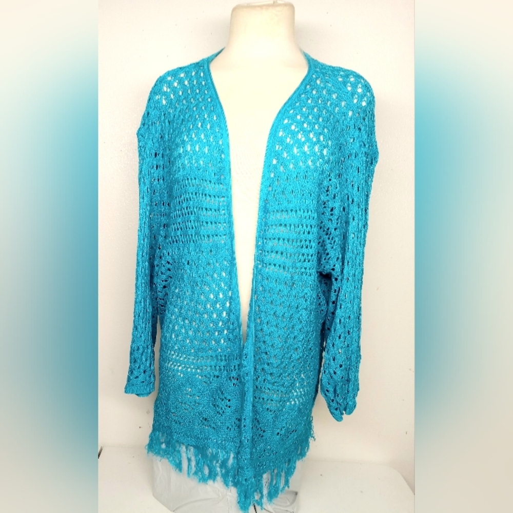 teal Blue Cardigan knited sweater